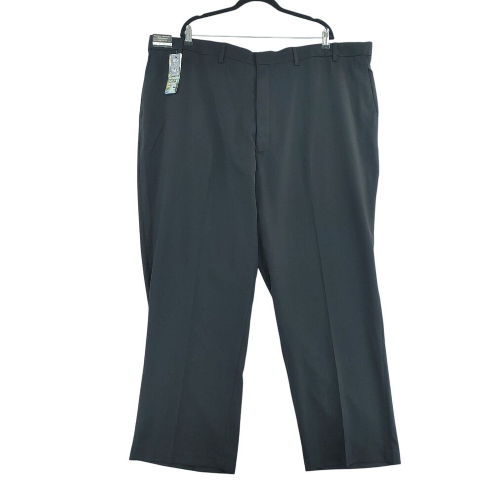 NWT Haggar Premium Classic Fit Flat Expandable Waist Black Pants 50 x 30 $80
